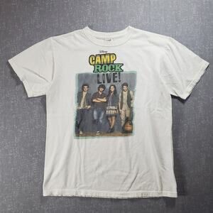 2010 Disney Camp Rock Live Tour White Graphic Tee Shirt